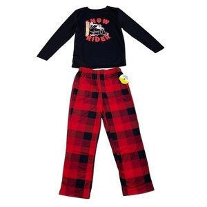 Thereabouts Boys Christmas PJs Pajama & Sock Set NWT Red Plaid Snow Rider 10/12
